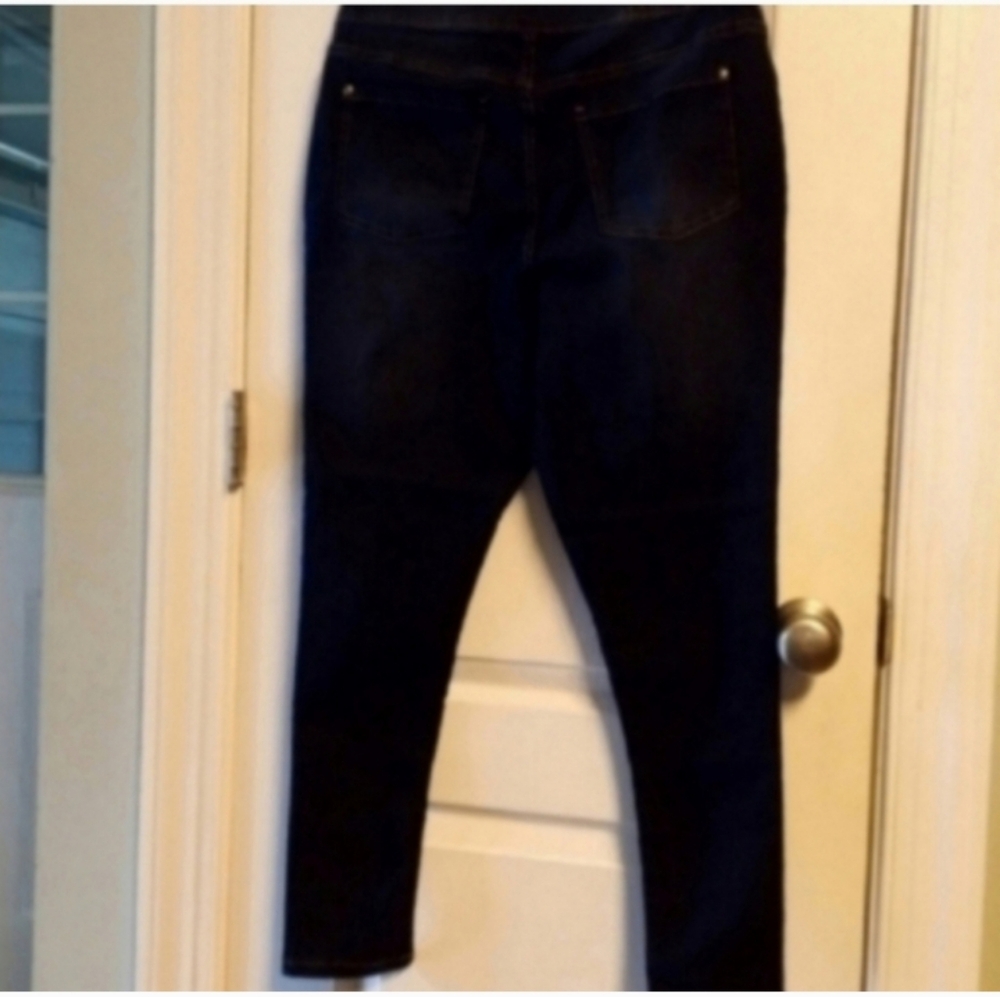 Just Be Women's Dark Blue Denim Jean Leggings M Pull On Stretch EUC Cowgirl